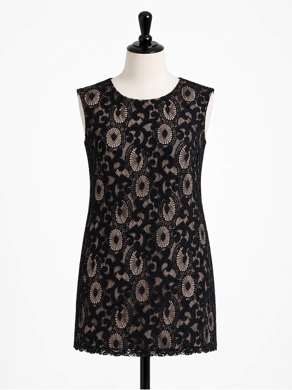 Vintage LOFT Black Lace Overlay Shift Dress - Black